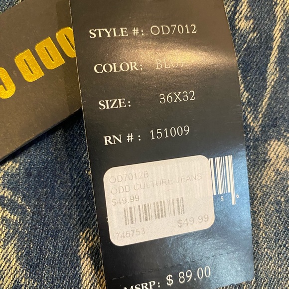 NWT Odd Culture Jeans Distressed Size 36x32 Medium Wash Denim Blue New - Picture 10 of 13